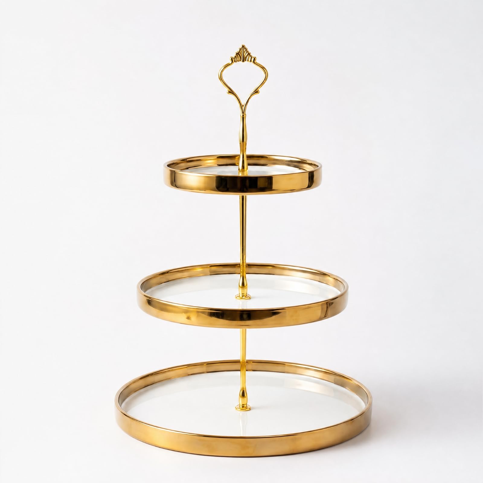 Jiuvaso Présentoir à Trois Étages En Céramique Support à Dessert Poignée Robuste Tr Présentation pr Fê Célébratio