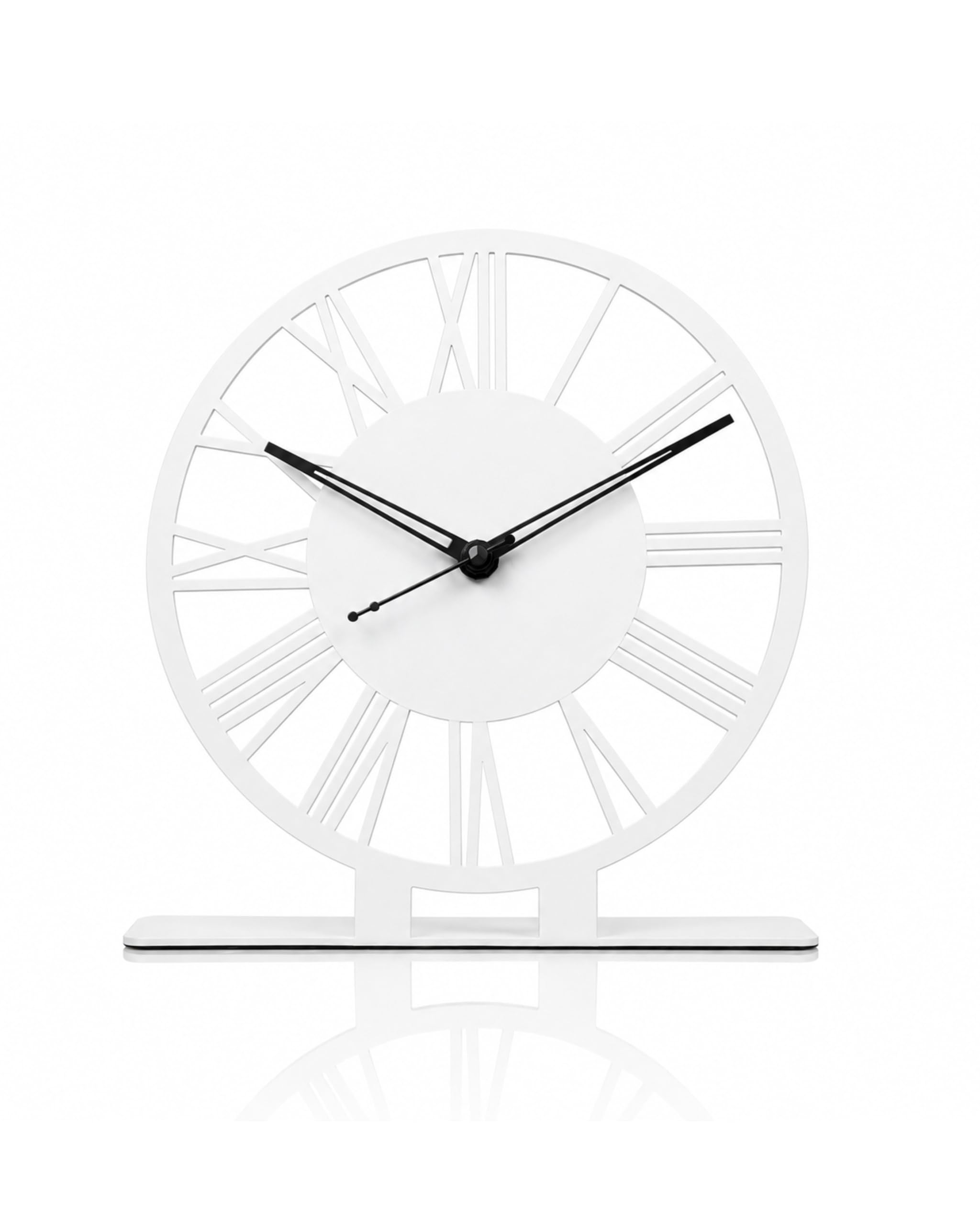 3 elements mtc 02 modern metal table clock, white | decorative clock, for home, office, living room & bedroom