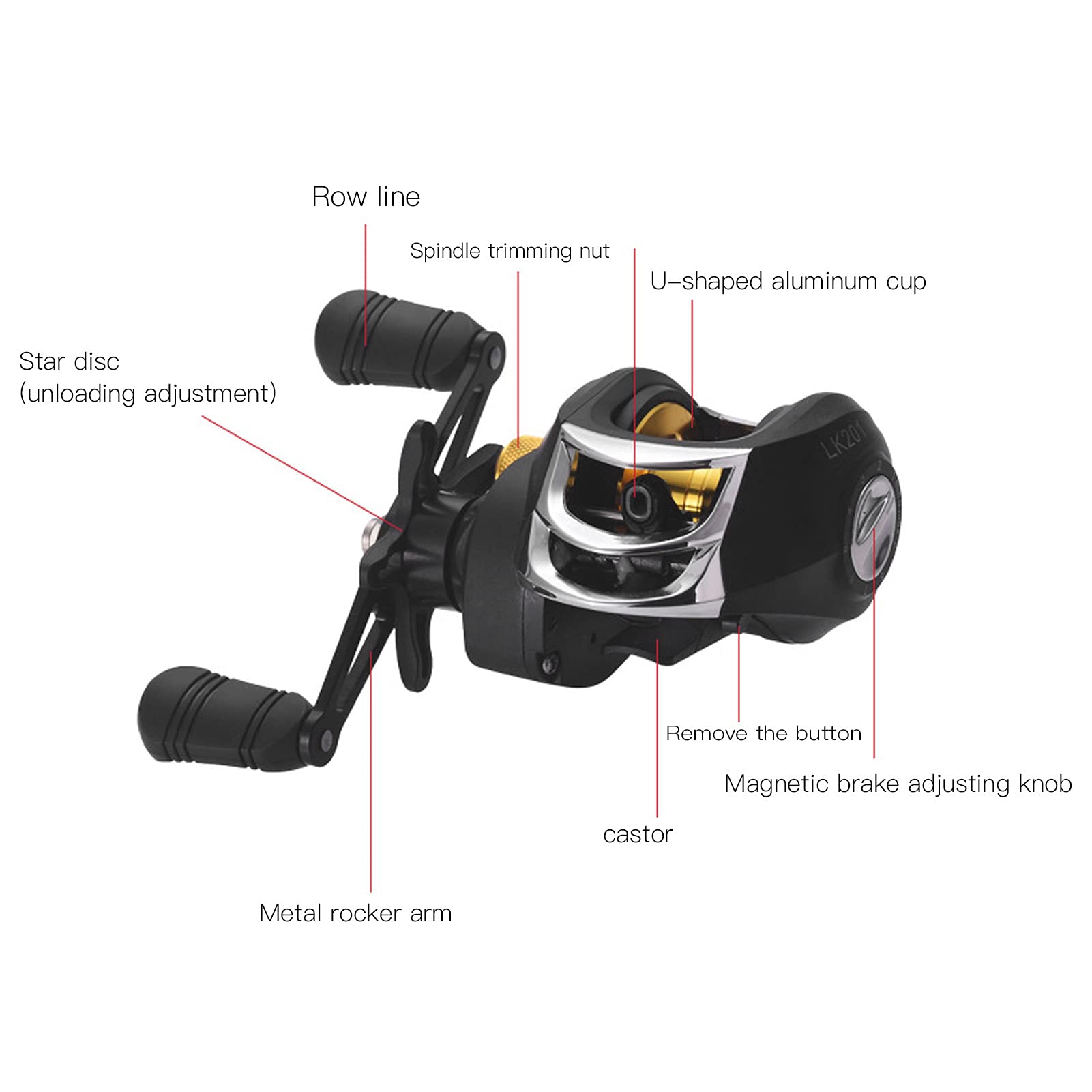 Baitcast Rolle, Angelspule, 7,2:1 Hochgeschwindigkeits-Baitcasting-Rolle Wassertropfenrad Angelrollen Multirolle Angeln für das Süßwasser- und Salzwasserfischen