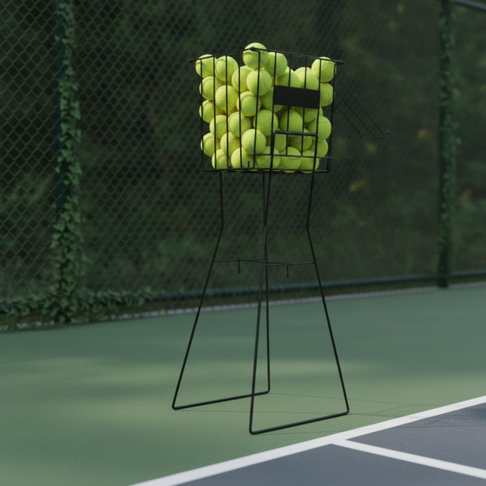 Perfeclan Recogepelotas de Tenis Carro Cesta Canasta Carrito Estructura de Alambre de Hierro con de Presión sin Agacharse con Ruedas Estable y Marco Alto