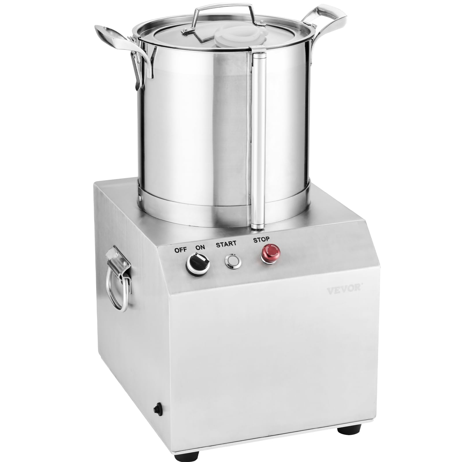 VEVOR Procesador de Alimentos y Picadora de Verduras, Acero Inoxidable de Grado Alimenticio 10 l con 2 Cuchillas Curvas S Adicionales, para Picar Verduras, Frutas, Granos y Nueces, 360 x 355 x 565 mm