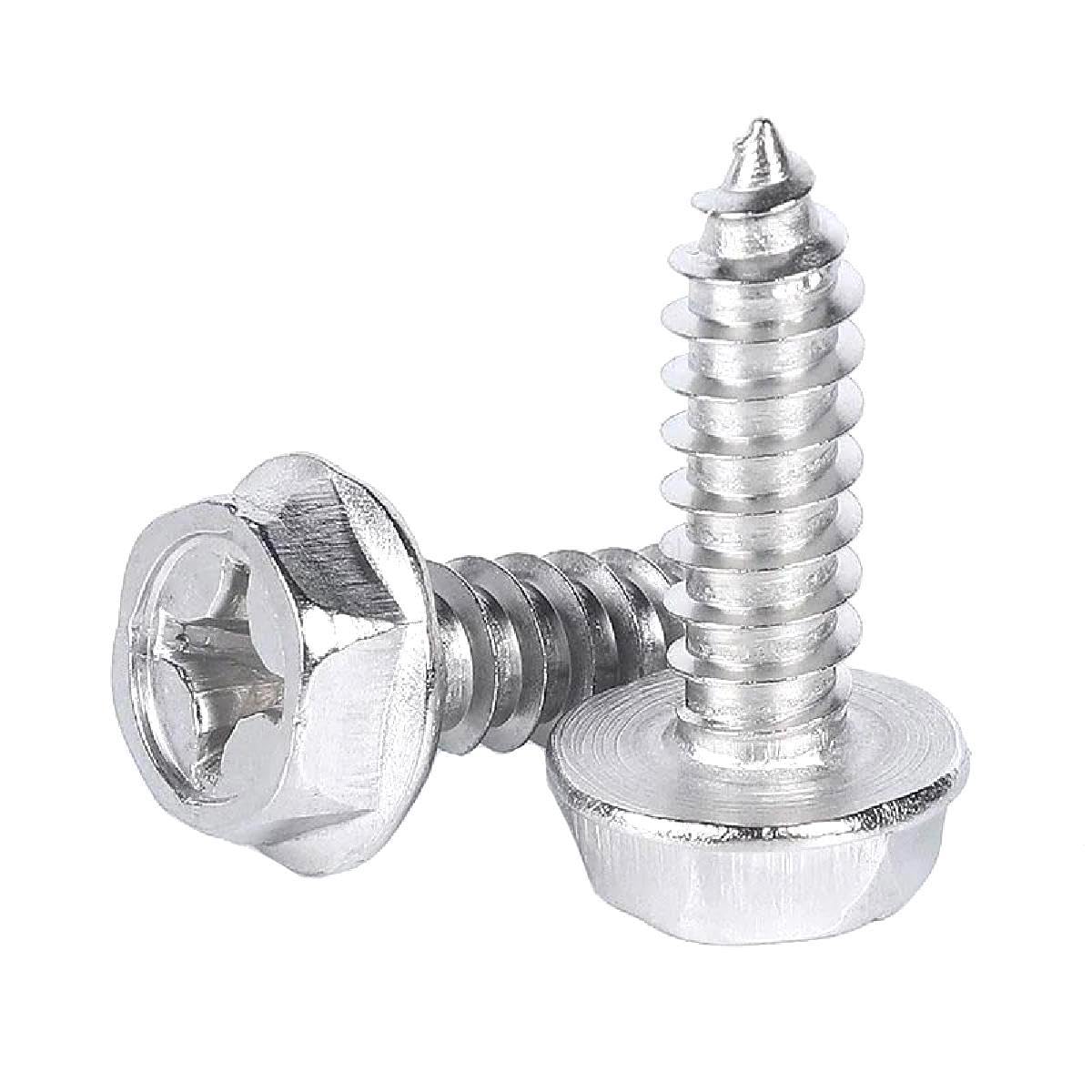 Boulons à tête hexagonale à bride, vis de serrage à bride, hexagone, for machines ménagères, M3, M4, M5, M6, autotaraudeuses, cruciformes, en acier inoxydable 304, 20 pièces(M6x16)