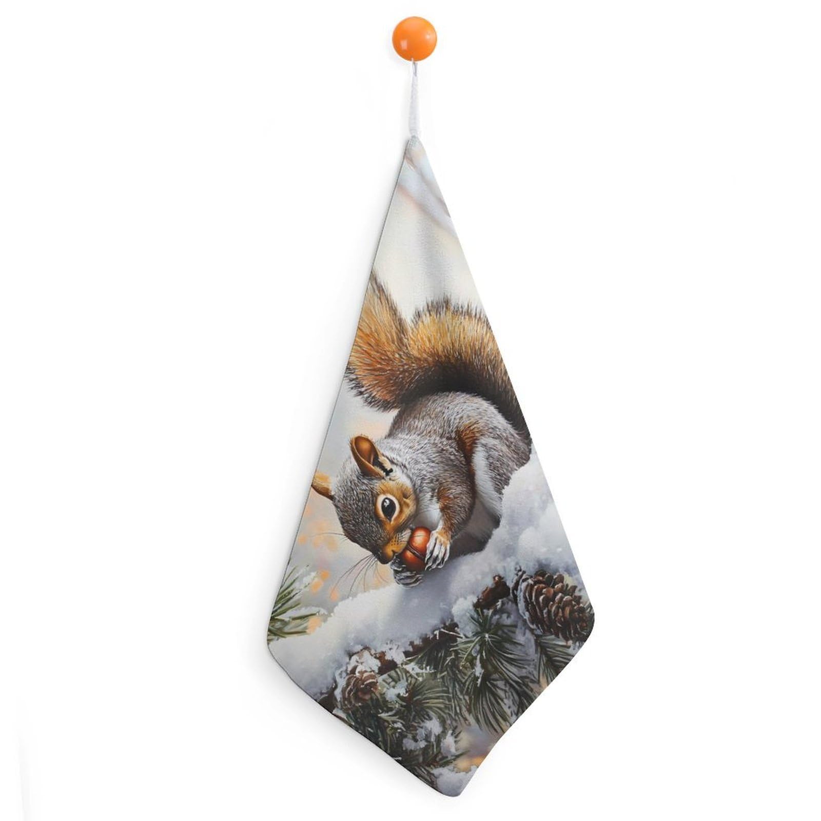CGSBNGHA Squirrel Cute Animal Hand Towel Hanging Face Towels Cleaning Cloths Handkerchief for Bathroom Kitchen