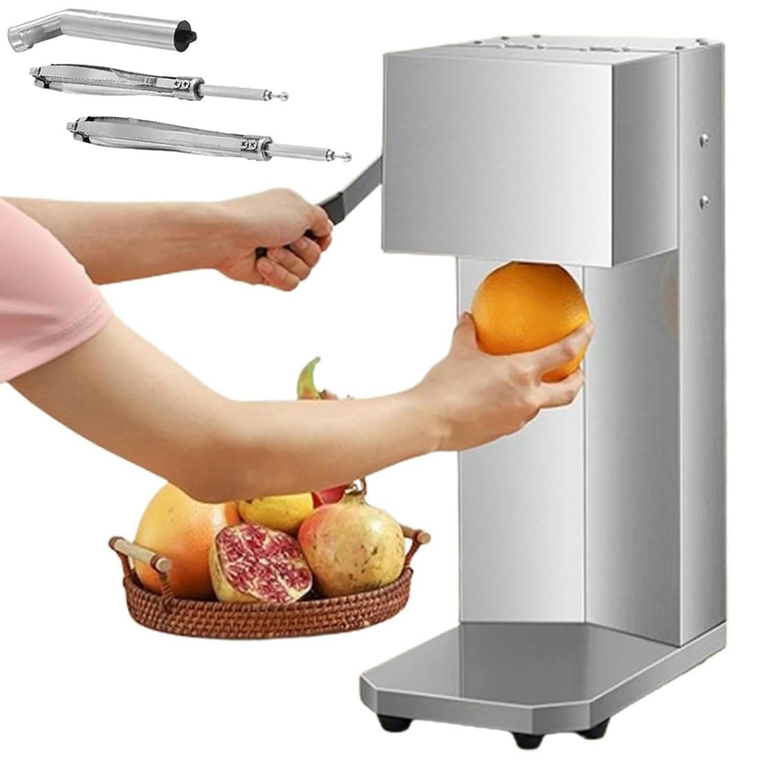 Exprimidor y trituradora comercial de acero inoxidable, exprimidor de naranja eléctrico, exprimidor sin esfuerzo en 3 segundos, fácil de limpiar, máquina de bebidas de jugo para uso