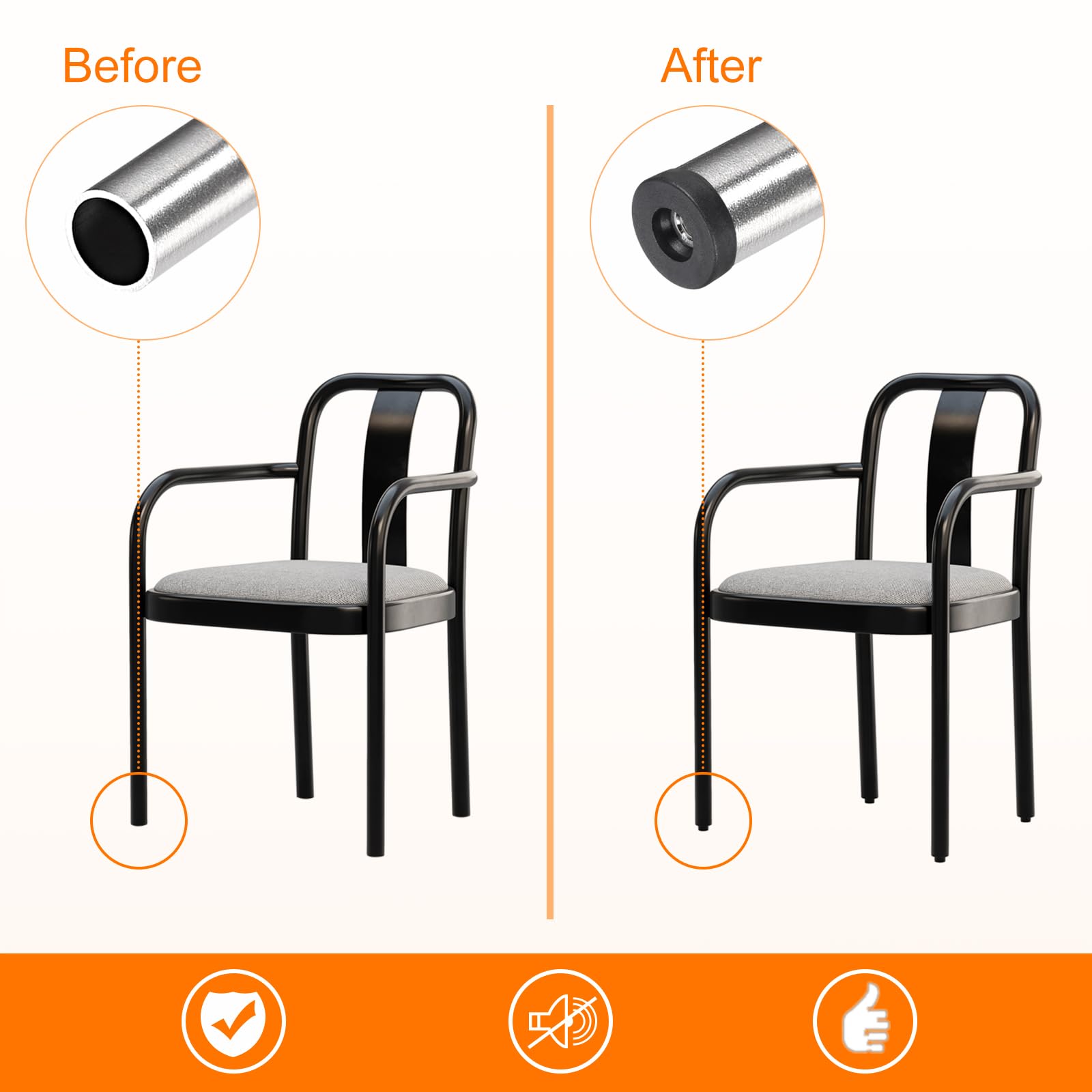 Sourcing Map 8pcs Encarts Pour Round Tubes Avec M10 Filetage, Pour 38mm/1.5" OD Rond Tube, Rond Noir Plastique Bouchon Roulette Insérer Chaise Fin Capuchon Fourniture Jambe Brancher