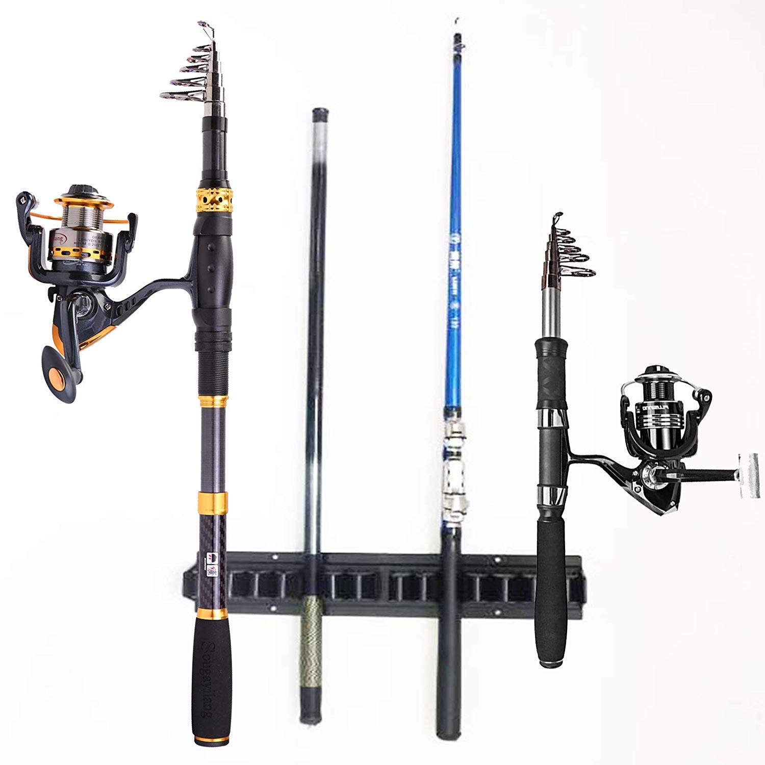 Lot De 2 Supports Muraux Canne à Pêche - Rangement Vertical 18 Cannes, ABS Robuste, Fixation Solide Pour Garage Ou Bateau