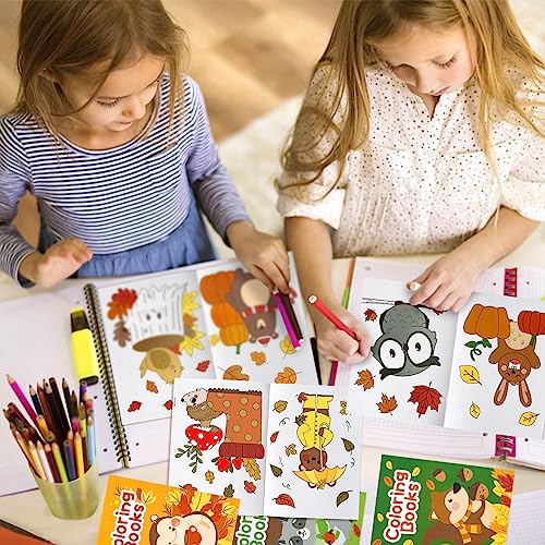 Image of 24Pcs Animal Theme Coloring Books for Kids Bulk Fall Mini Coloring Booklet Autumn DIY Art Drawing Book with Squirrel Hedgehog for Toddlers Halloween Thanksgiving Birthday Party Favor Goodie Bag Filler