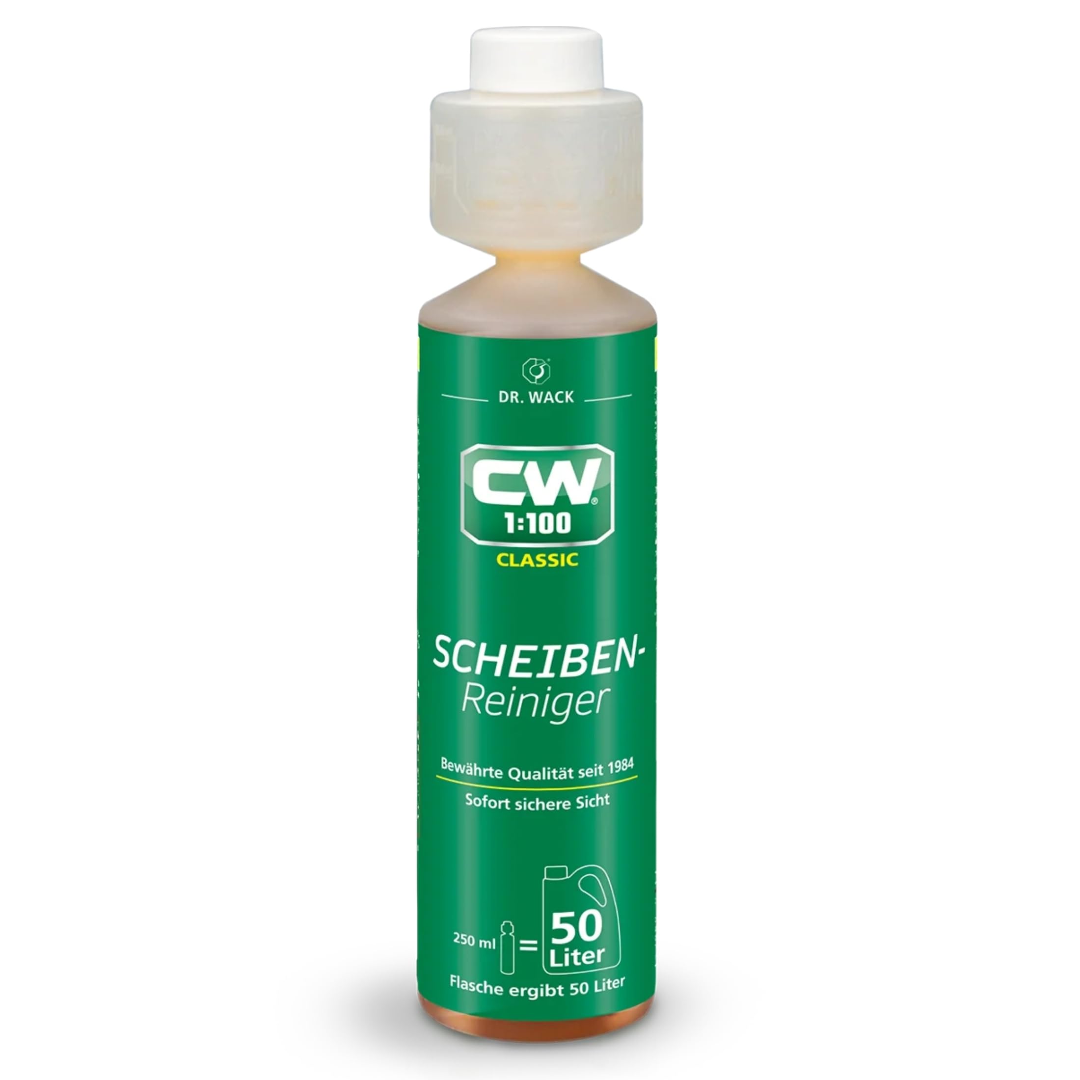 DR. WACK - CW1:100 Scheibenreiniger Classic 250 ml - Konzentrat mit Antikalk-Formel - Reiniger für Scheinwerfer- & Scheibenwaschanlagen - Ergiebigkeit für 50 l Flüssigkeit - Hochwertige Autopflege