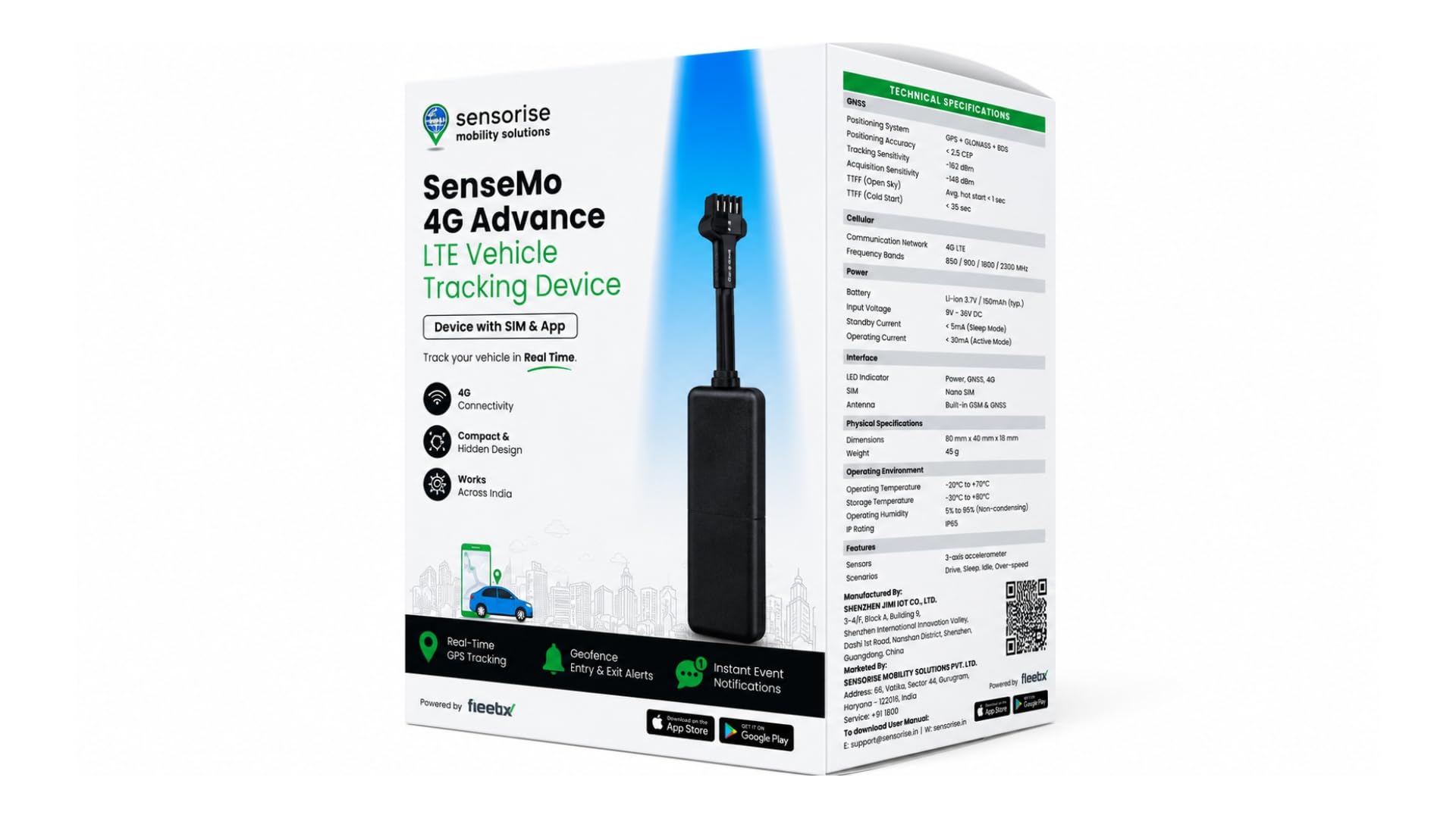 SenseMo 4G Advance LTE Vehicle Tracking Device