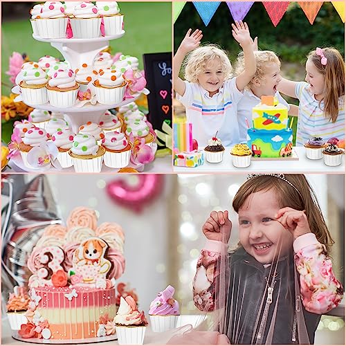 Image of 300 Pack White Gold Cupcake Liners Bulk Disposable Foil Muffin Cup