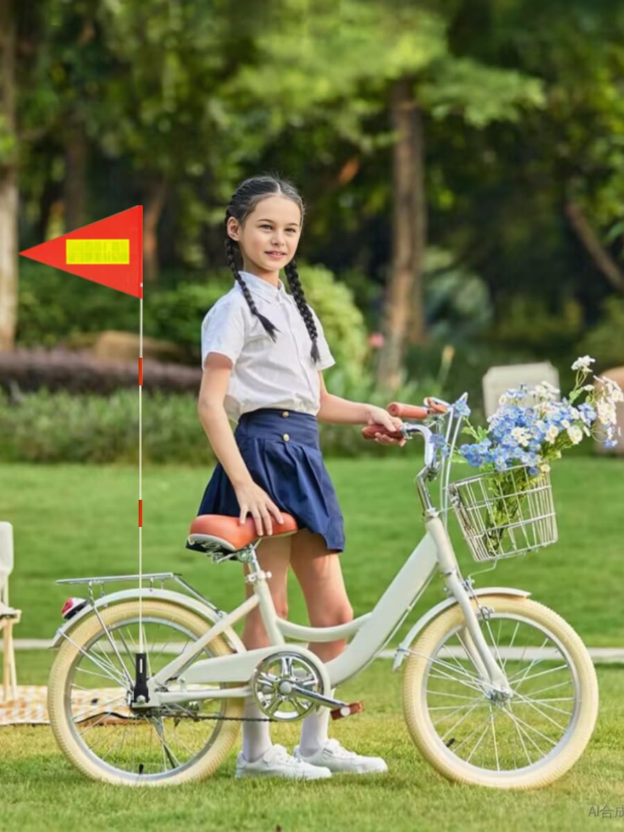 Bandera de bicicleta de altura ajustable, poste de fibra de vidrio, señal de seguridad de alta visibilidad, fibra de poliéster, resistente al desgarro, impermeable, bandera reflectante naranja,