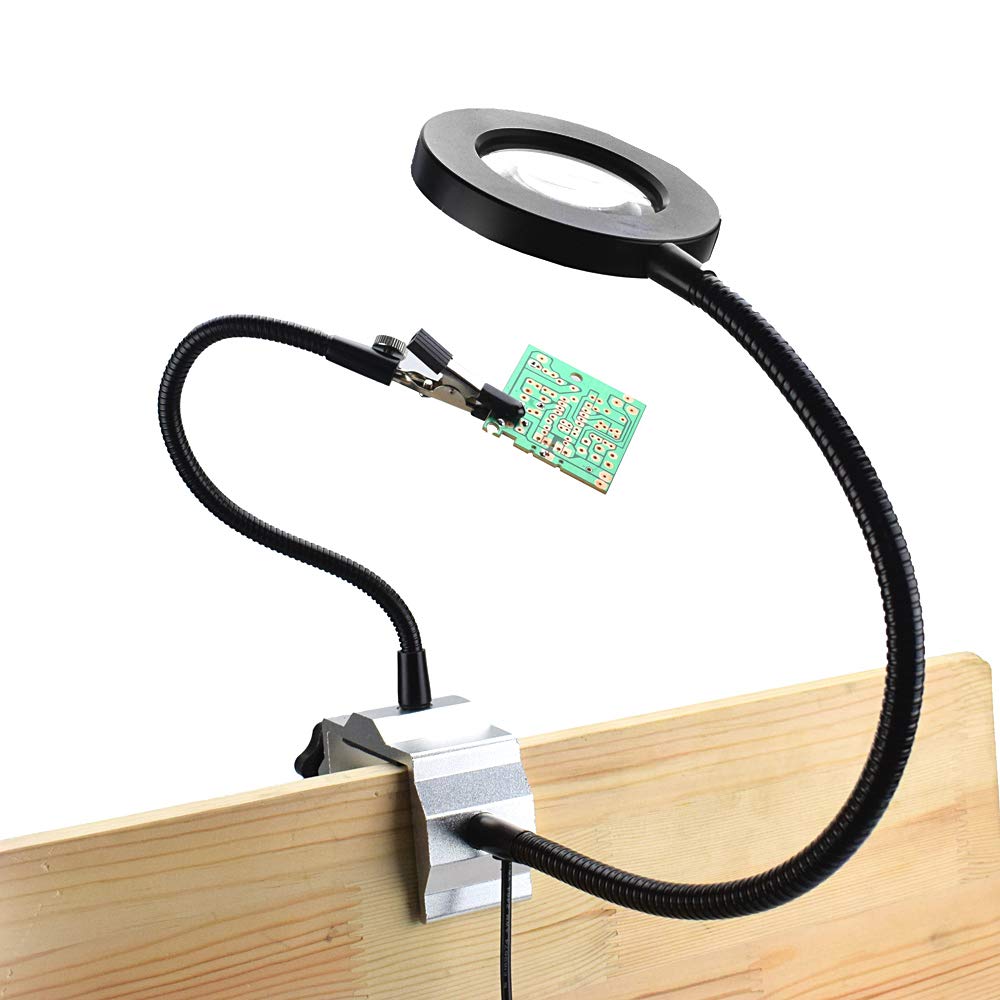 Usb 3X lente d'ingrandimento per saldatura lente d'ingrandimento luce di lavoro supporto per saldatore banco panca morsetto da tavolo con bracci flessibili 2 pezzi