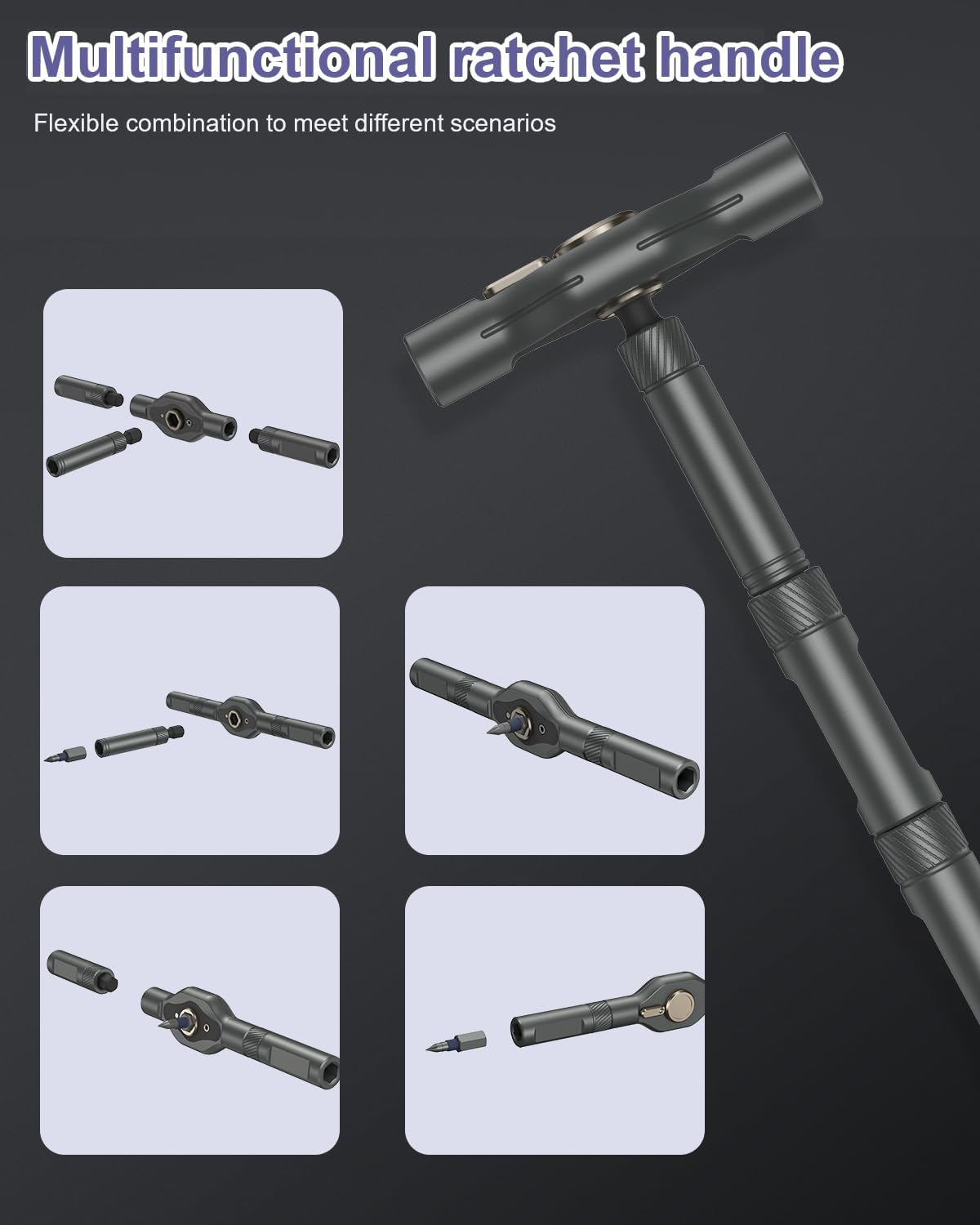 Ensemble de tournevis magnétiques 42 en 1, kit de tournevis multi-cliquet avec 40 embouts magnétiques, poignée à cliquet amovible, kit d'outils de réparation portables pour vélo d'ordinateur