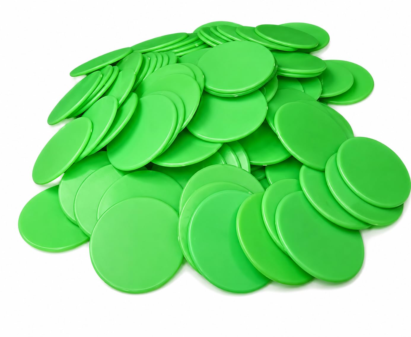 MOREL Green Plastic Round Shape Plain Token Coin, Chips for Shop, Board Games, Stores, Casino, School|100 Coins. (Green)-image-44