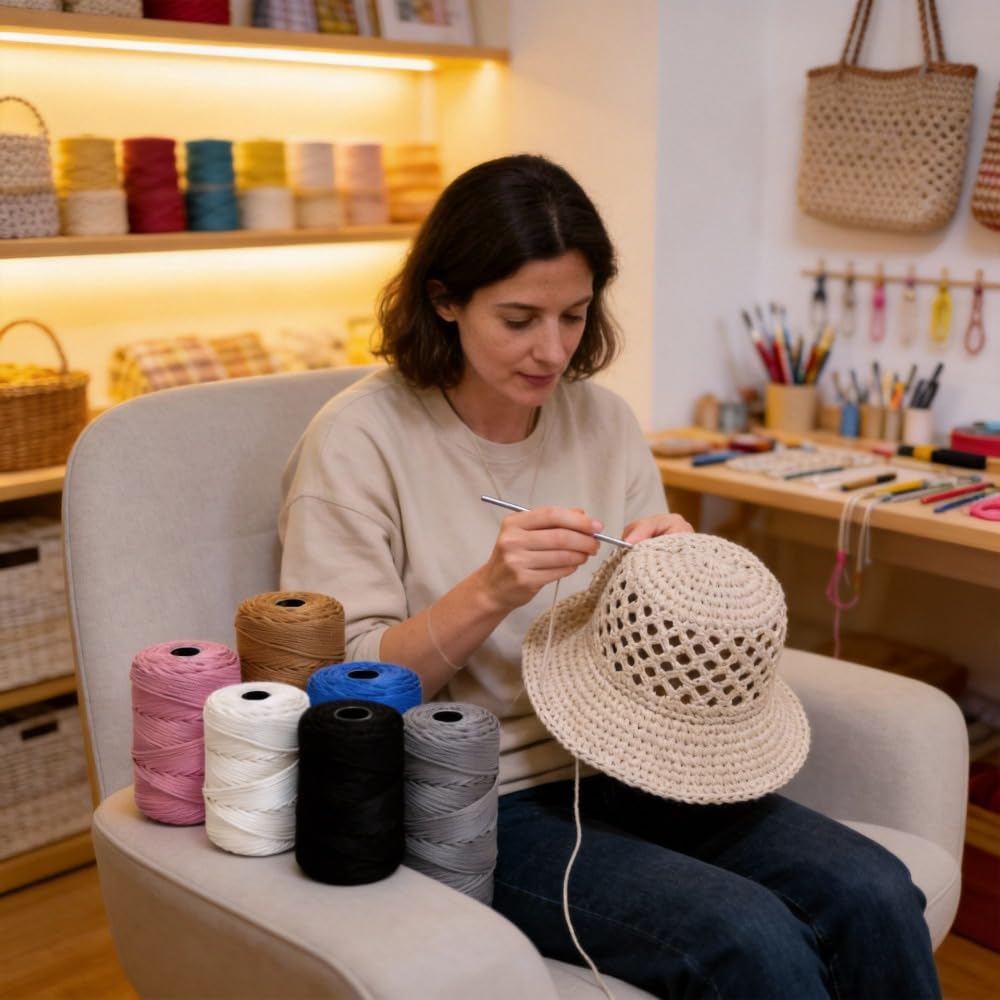 Polyester Macrame Cord 3mm x 251 Yards, Braided Crochet Yarn, Polypropylene Rope Crochet Bag Cord for Wall Hangings, Bag, Plant Hangers, Hats, Underplate, DIY Crafts, Gift for Knitter - 5