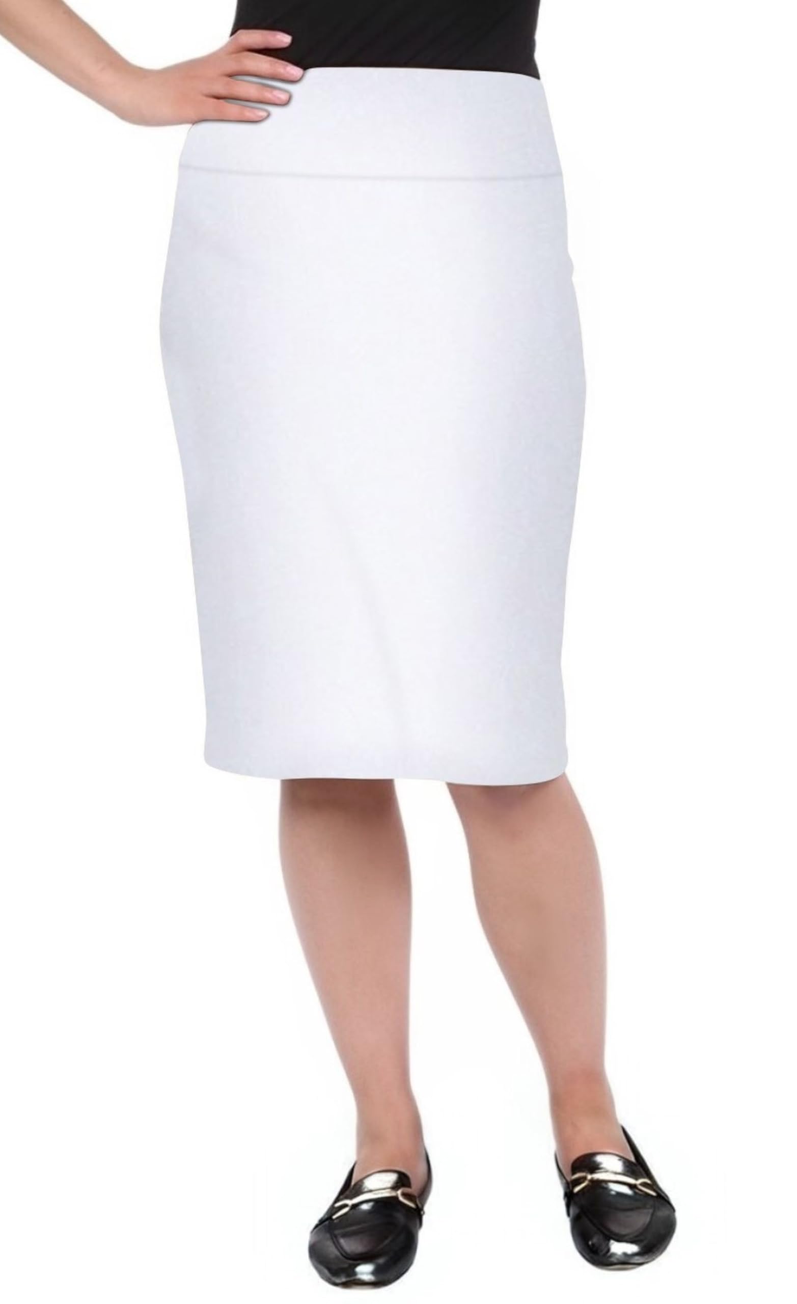 Kosher Casual Modest Knee Length Pencil Skirt – Comfortable Women's Pencil Skirt – Cotton-Spandex Blend with Relaxed Fit