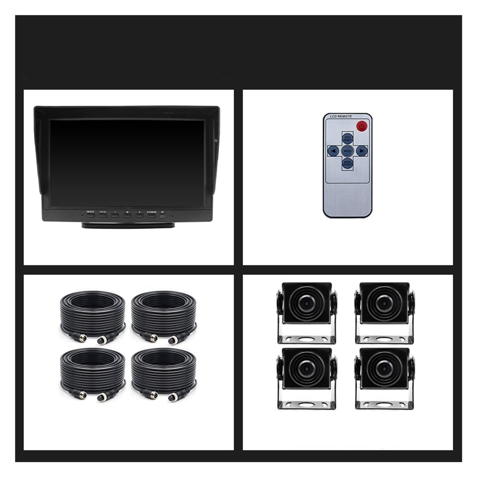 4CH AHD 128. 0x720p 10,1 cala IPS. Pojazd autobusowy DVR. Monitor rejestratora z 4 kanałami przodu Ahd. Kamera parkingowa, Seria Pro(4PCS No LED Camera)