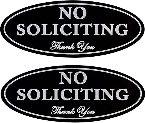 Kichwit Paquete de 2 carteles de No Soliciting para puerta delantera, letrero magnético para el hogar, negro, 2.8 x 7 pulgadas, mantiene alejados a