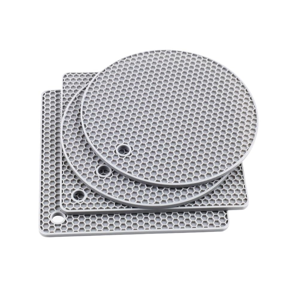 Carxterken Grey 4Pcs Silicone Trivets For Hot Pots And Pans Mat For Hot Dishes Heat(Grey 4Pcs)
