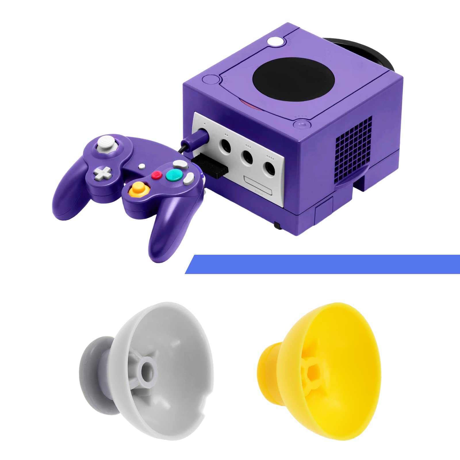EMSea 6 piezas de tapas de joysticks analógicos de repuesto compatibles con Nintendo GameCube, cubiertas de palo analógico, accesorios ABS, amarillo y gris