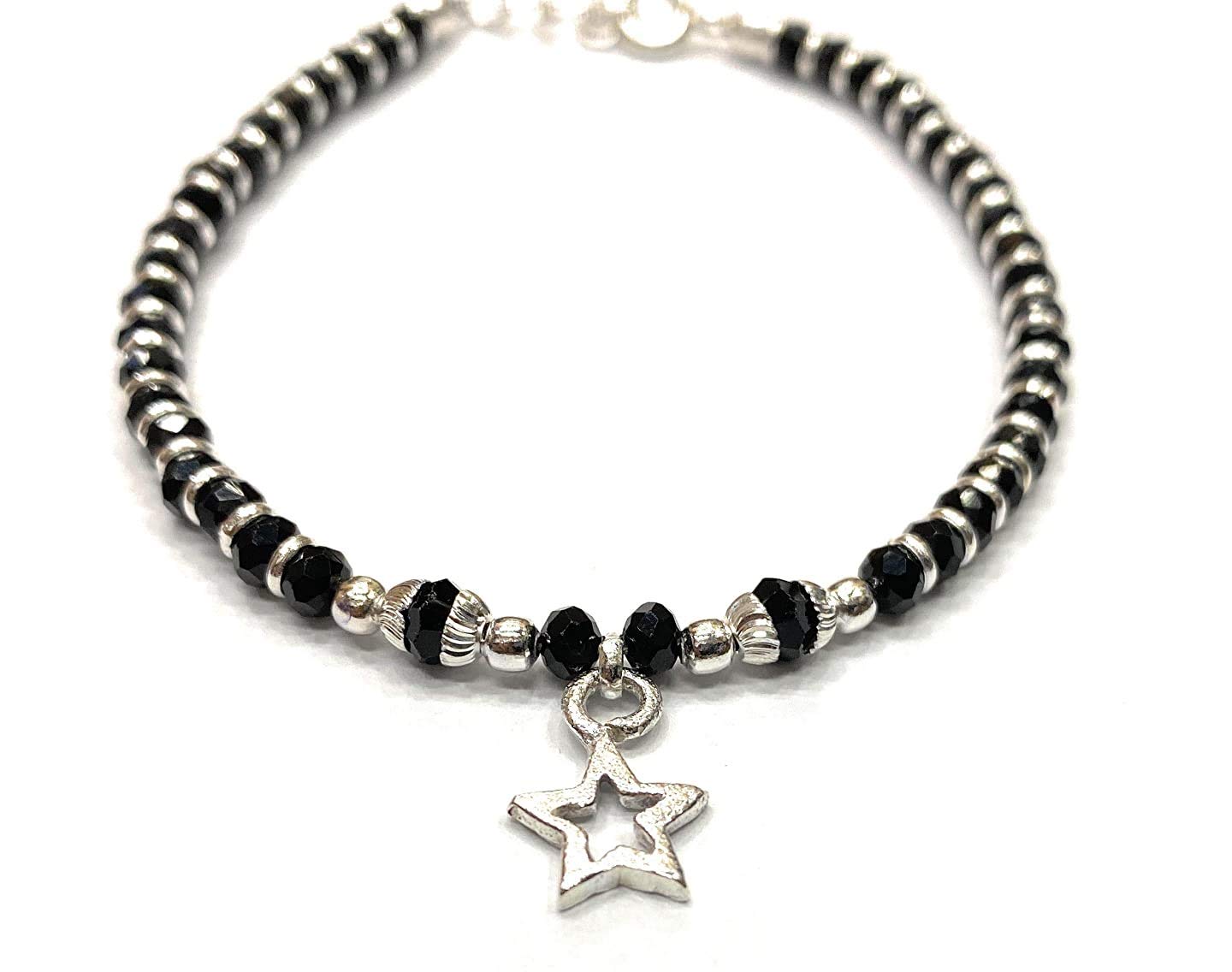 KUKSHYA JEWELLERS Exclusive 925 Sterling Silver STAR Charms Nazariya with Black Crystals 925 Pure Silver Bracelet for Women & Girls (B08GJZTMG6) Amazon Price History, Amazon Price Tracker