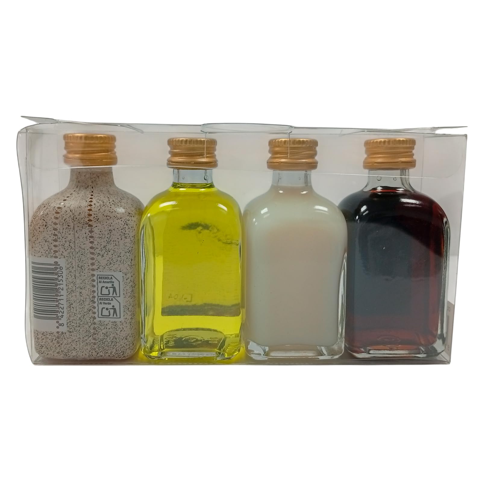 Caja de 14 estuches de licores Panizo para regalar. Licores miniaturas (20 cl.) de Licor de Hierbas, Crema de Orujo, Crema de Arroz y Licor de café Panizo