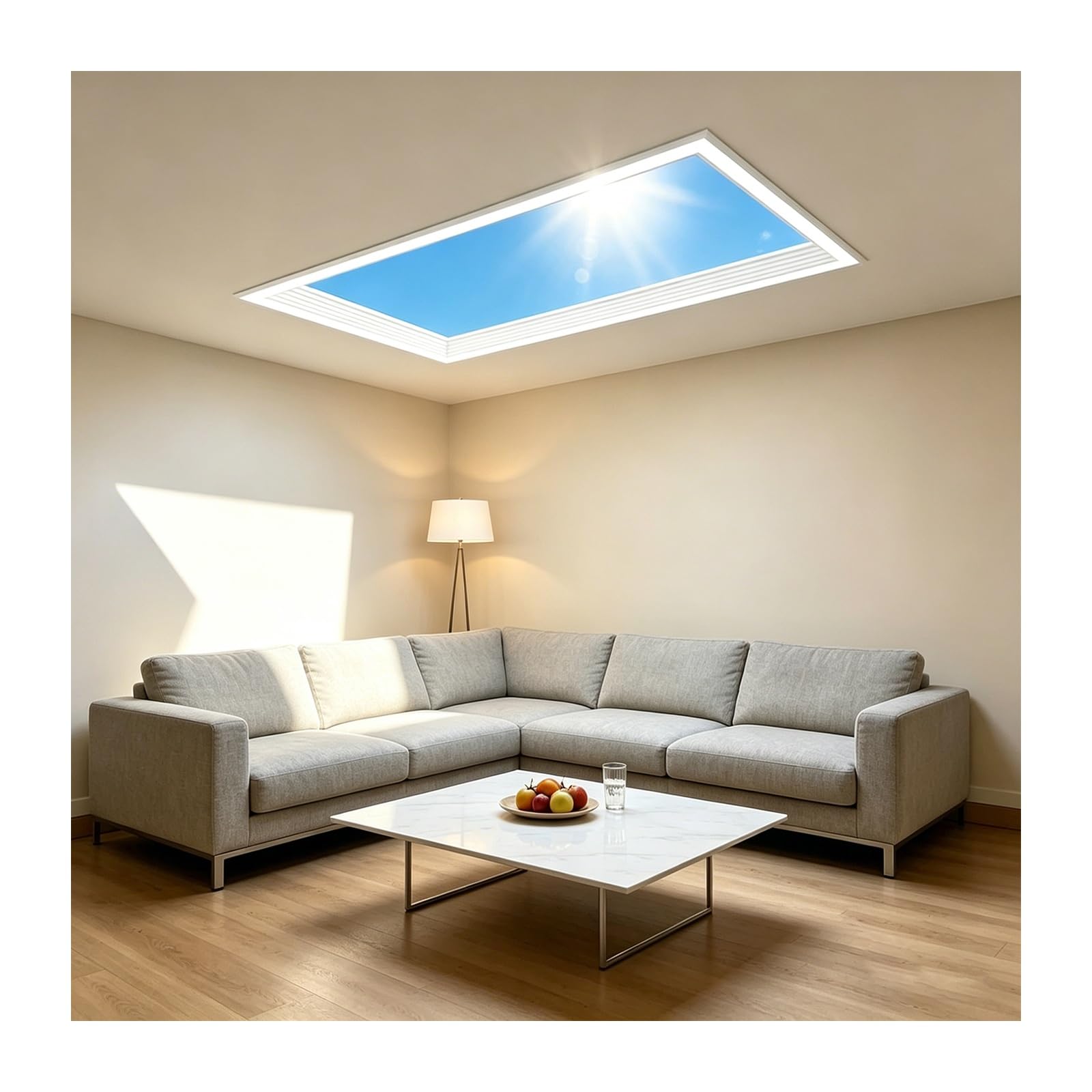 Zdalnie sterowana lampa sufitowa LED Blue Sky, ściemnialna i kreatywna, imitująca naturalne światło słoneczne, idealna do salonów, loftów i sypialni.(60 * 120cm)