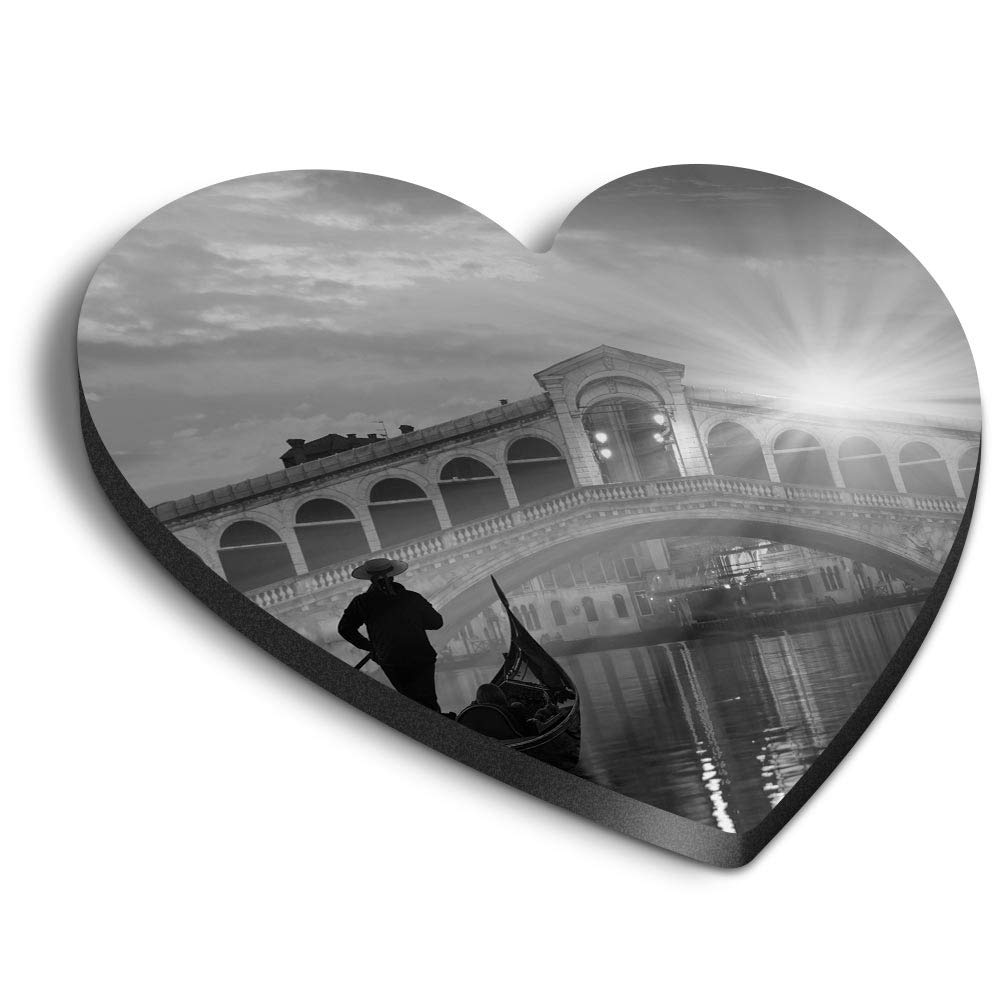 Destination Vinyl Ltd Multicolor 1 X Heart Mdf Magnets - Gondola Rialto Bridge Venice Italy 42970