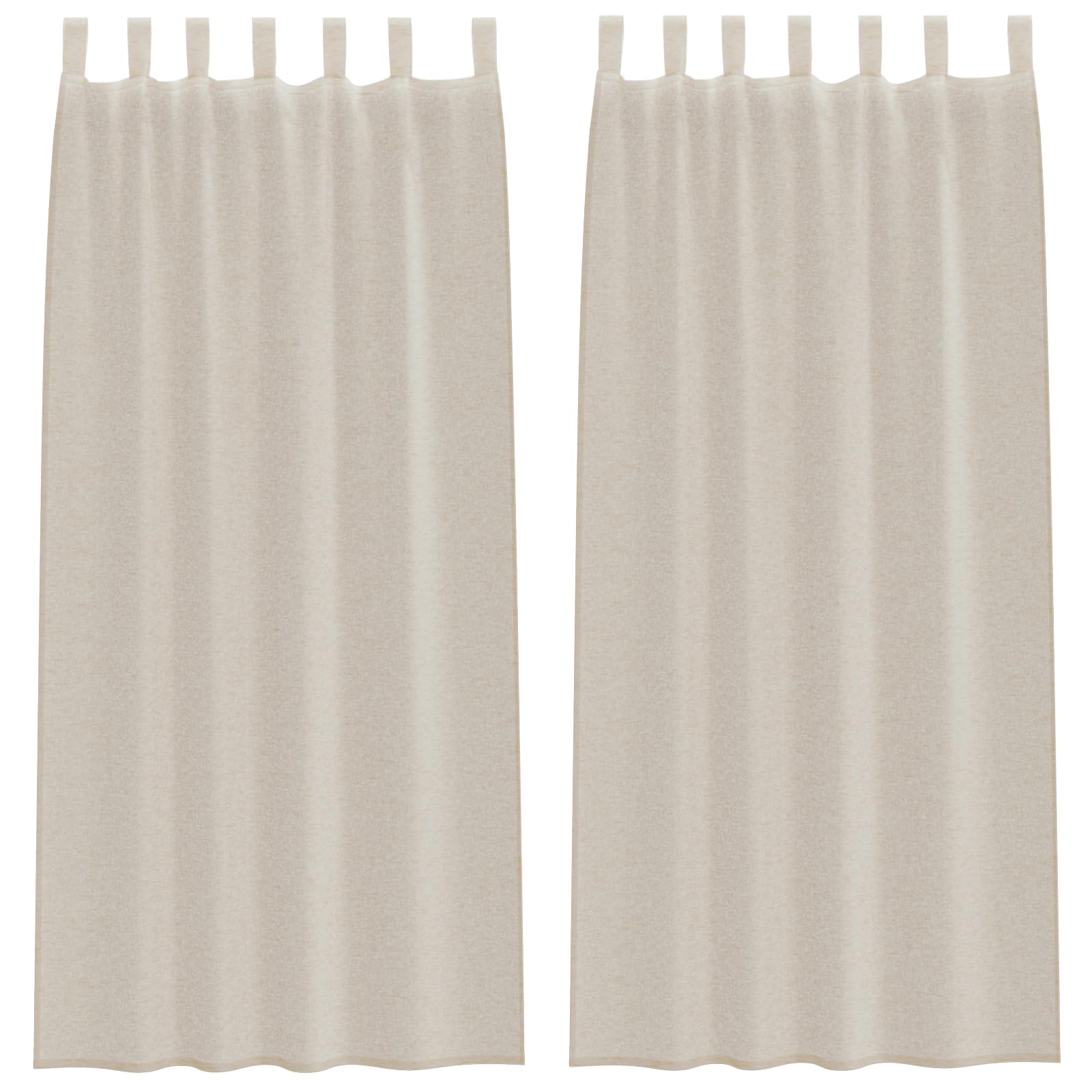 2 Stück Sandfarbene Voile Vorhänge 140 x 225 cm aus Polyester, Lichtdurchlässige Gardinen für Wohnzimmer und Schlafzimmer, Elegante Raumgestaltung mit Langlebigem Material