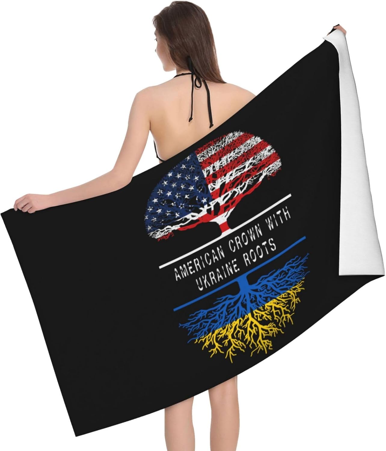 Generic Microfiber America Crown with Ukraine Roots Beach Towel Quick Dry Soft Sand Free Beach Towels for Pool Swim Beach Lightweight Thin Towels