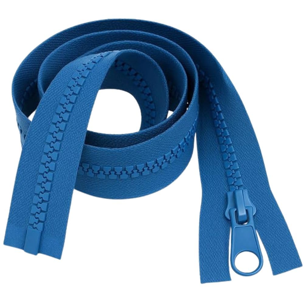 Open-Ended Chunky Zip Mid Blue 8" (20cm) - Heavy-Duty #5 Plastic Teeth Separating Zipper for Sewing & Repairs: Purses, Pouches, Pencil Cases, Small Bags & Craft Projects by Giddy Square