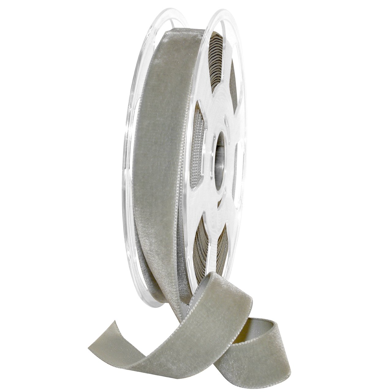 Morex Nastro di Velluto Nylvalour, Grigio, 2,2 cm x 9 m