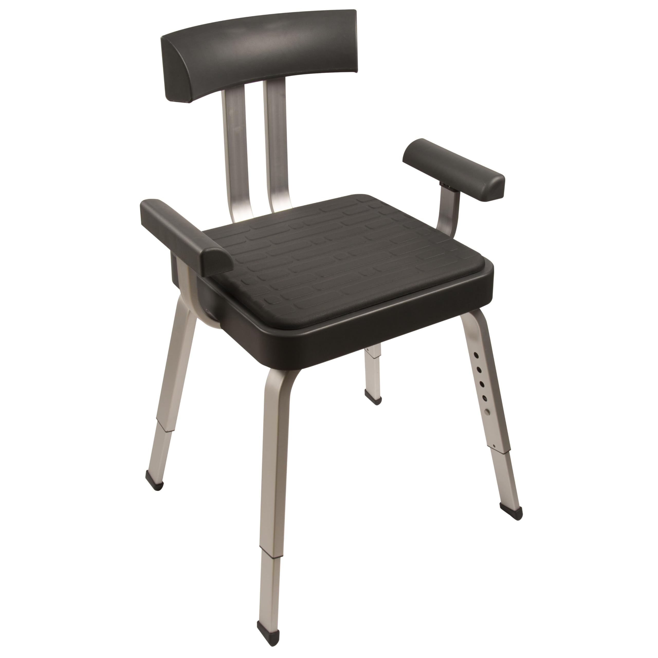 Croydex Serenity Cushioned Shower Chair with Arms - Adjustable Height with Non-Slip Rubber Feet, Curved Backrest and Removable Seat Cushion for Easy Cleaning, Great for Elderly & Disabled Individuals