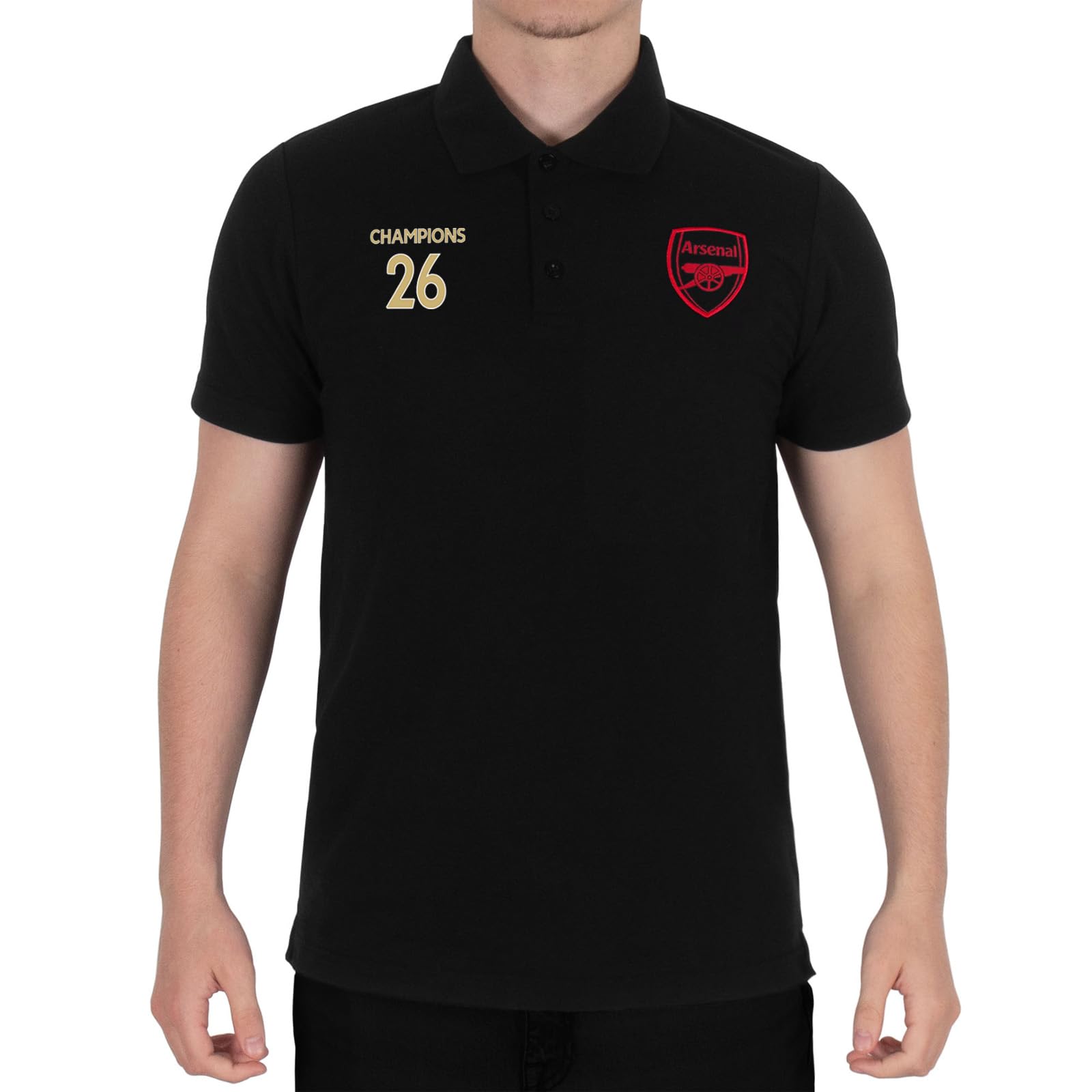 Arsenal Men's Black Fc Polo Shirt Champions 2026 Official Football Gift 3XL