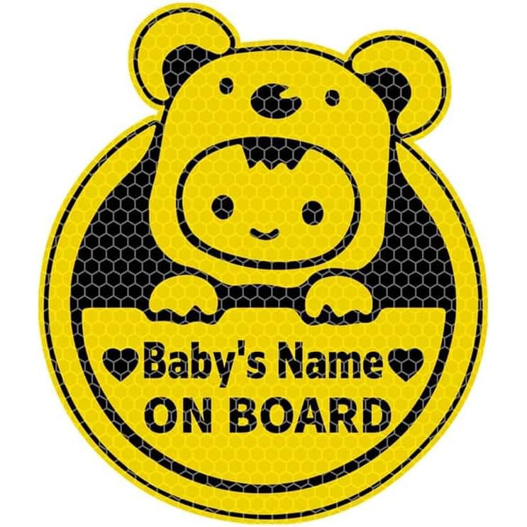 Custom Baby On Board Sticker for Cars, Personalized Highly Reflective Kids On Board Stickers Warning Caution Sign Decals for Car Window