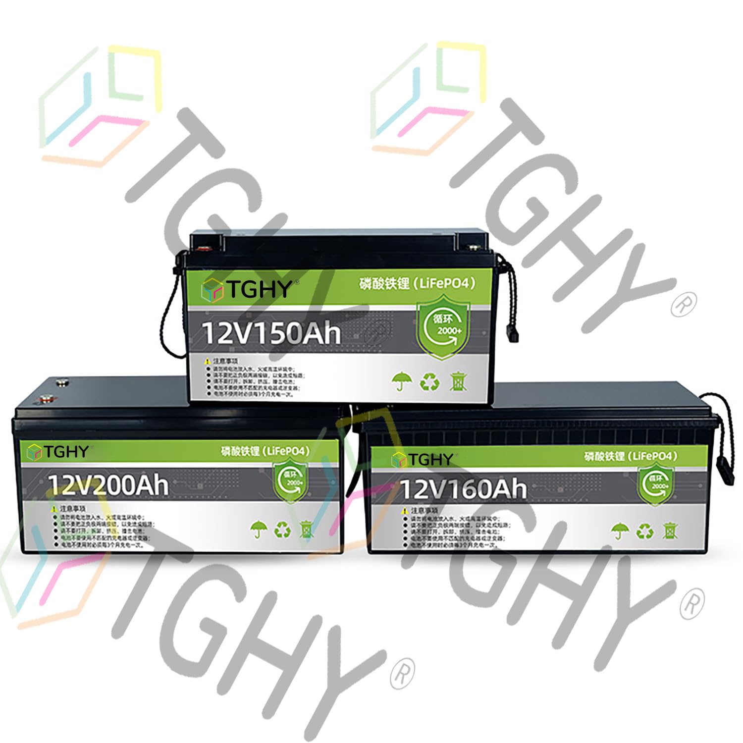 TGHY Akumulator litowo-żelazowo-potasowy 12,8 V, 6-200 Ah, wbudowany system BMS do kamperów, wózków golfowych, łodzi i innych, cykl głębokiego rozładowania 2000,12.8v33ah