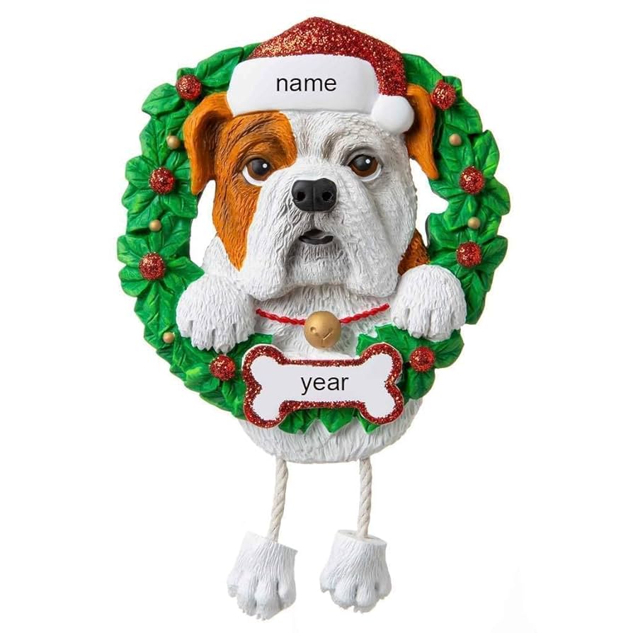 Bulldog christmas bauble Clearance