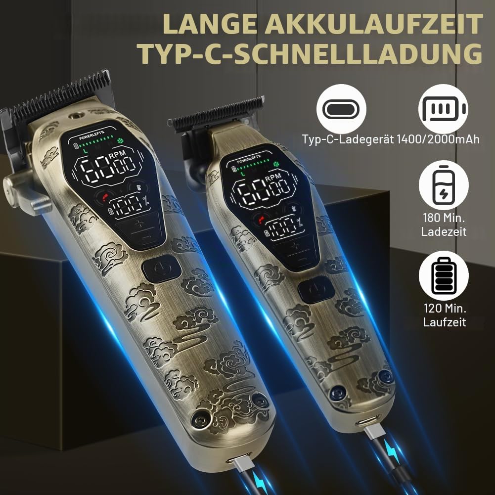 Haarschneidemaschine für Herren + Haarschneider Kit, USB-mit LCD