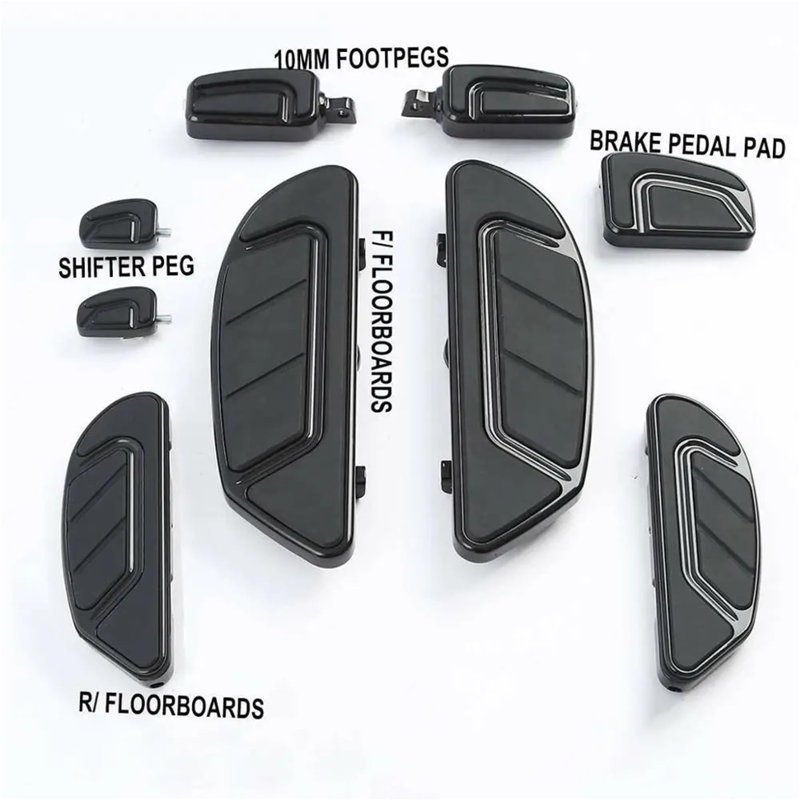 Motorcycle Front Rear Floorboard Foot Board Brake Shifter FootPeg For Harley Touring Road Glide 1993-2024(B Chrome Set)