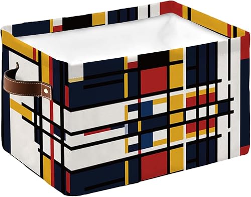Canastas de almacenamiento grandes geométricas de color amarillo, rojo, azul, bloque de color, arte abstracto, caja de almacenamiento plegable,