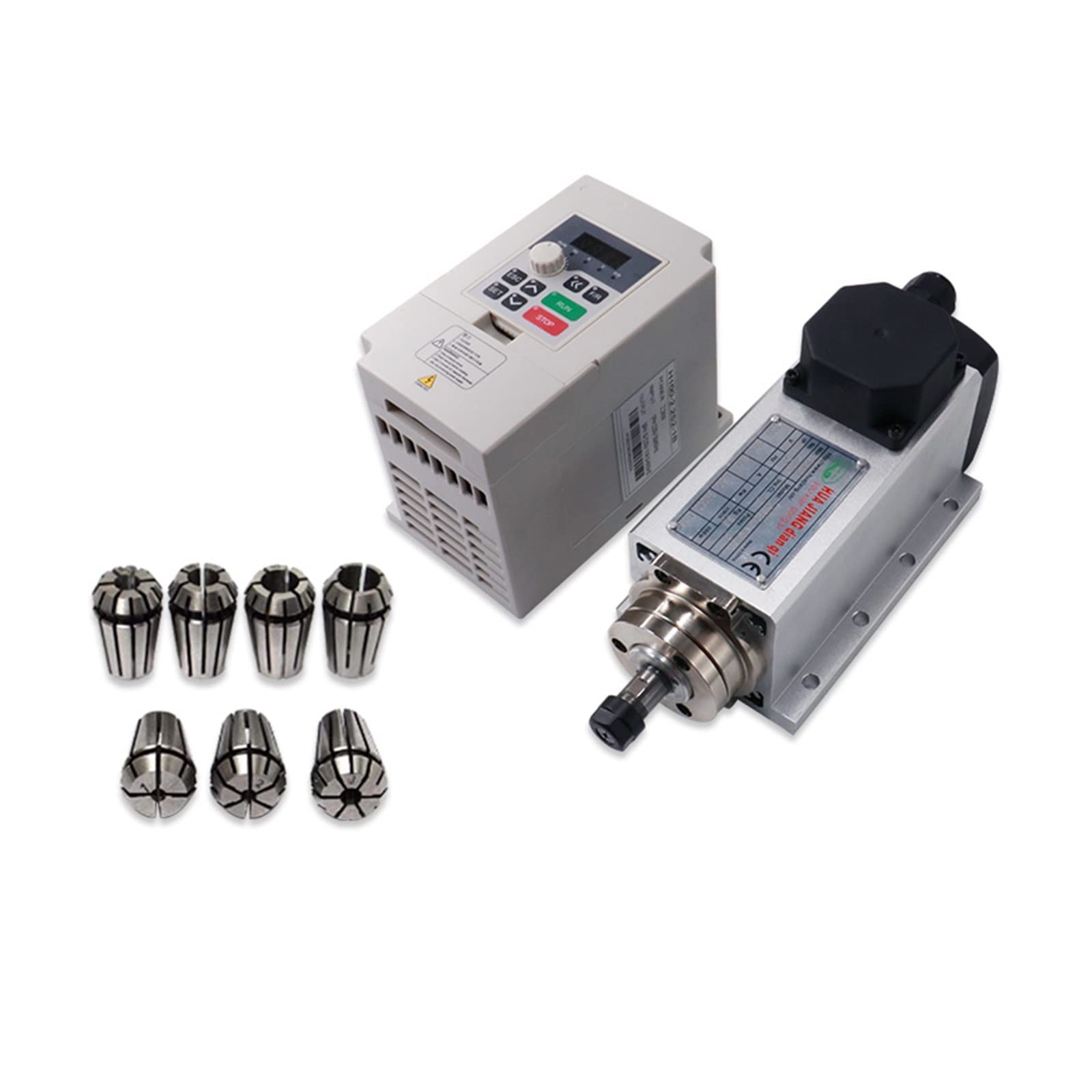 Mooilko Rp Vfd Option 4 Cnc Machine Tool Spindle 1500W 1.5Kw 24000Rpm Er11 Air Cooling Motor Vfd 7 Pcs Er11 Collets（1-7Mm） Smooth Running(Rp Vfd Option 4)