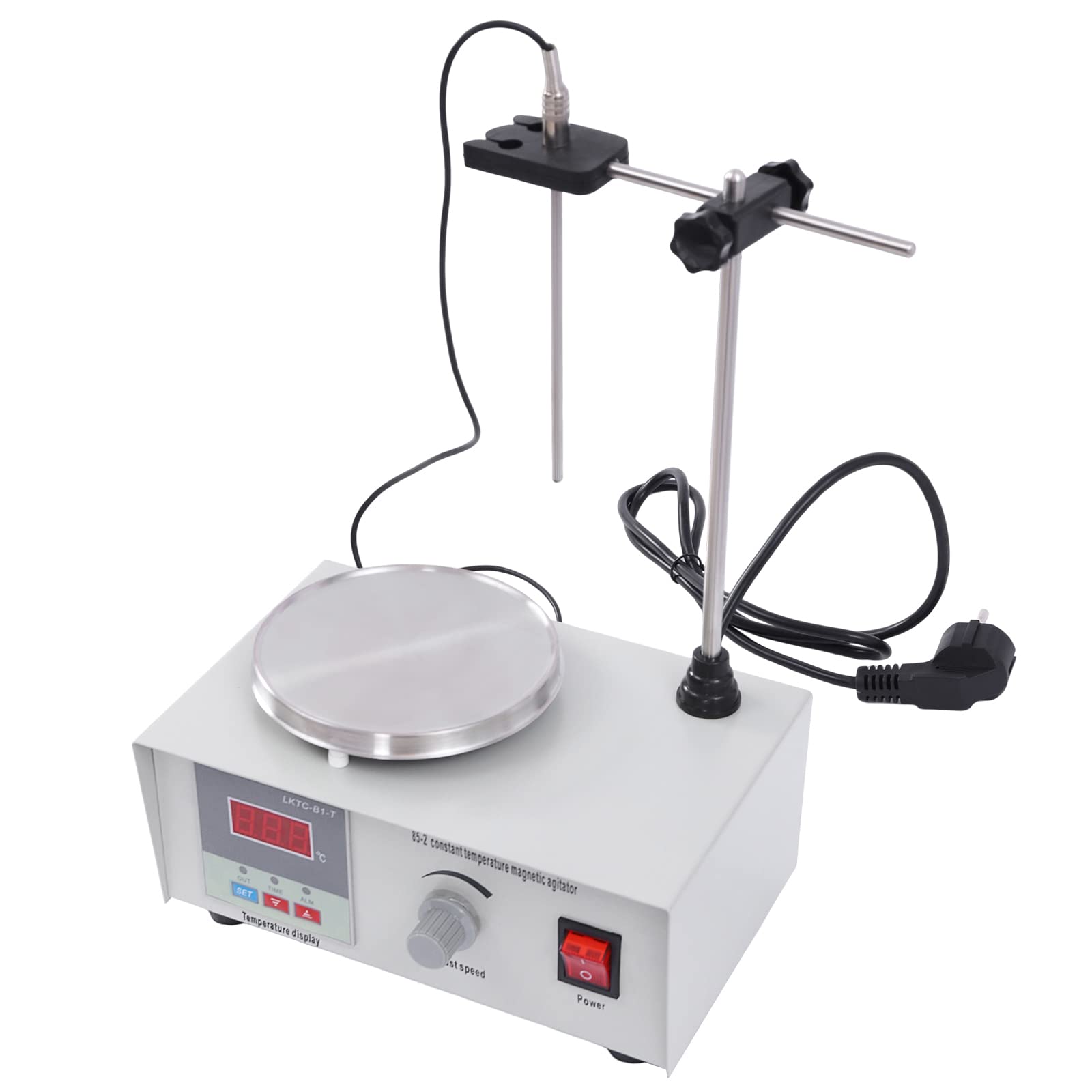 Agitador magnético con función de calefacción, 250 W, 0-2000 rpm, control digital de 0-99 °C, placa de acero inoxidable 304 para laboratorio