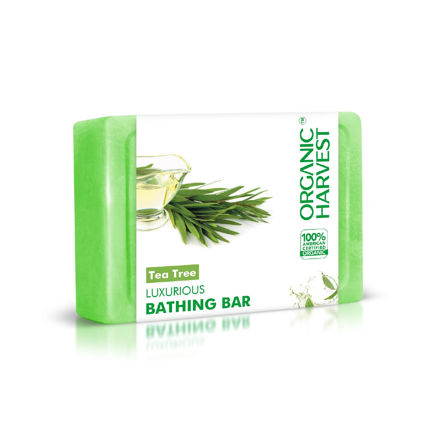 Organic Harvest Luxurious Bathing Bar: Tea Tree | Tea Tree Soap Bar for Clear Skin | Tea Tree Soap to Prevent Body Acne | 100% American Certified Organic | Sulphate & Paraben-free, 125gm