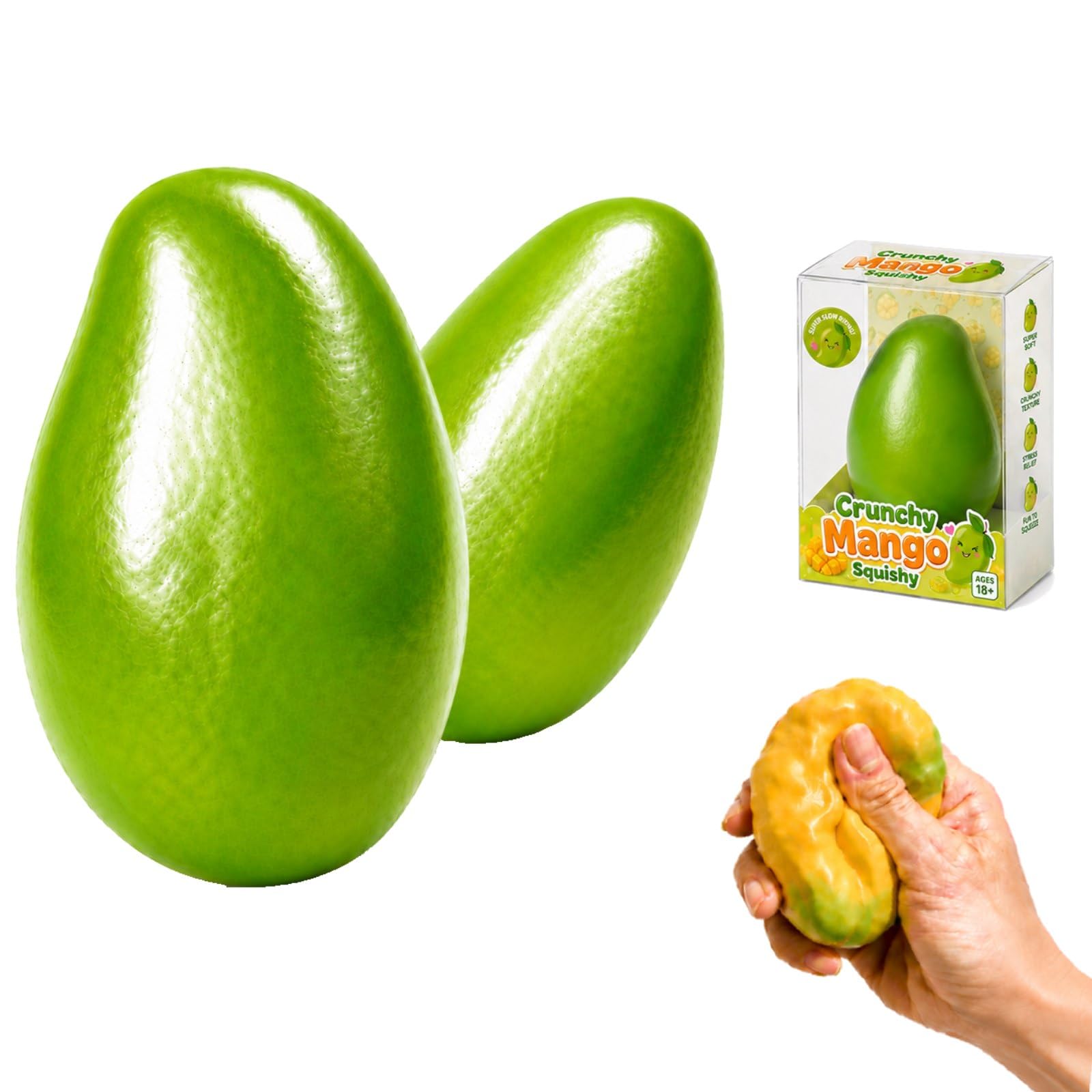 2PCS Crunchy Mango Squishy,Crunchy Squishy Changing Stress Ball for Adult，A