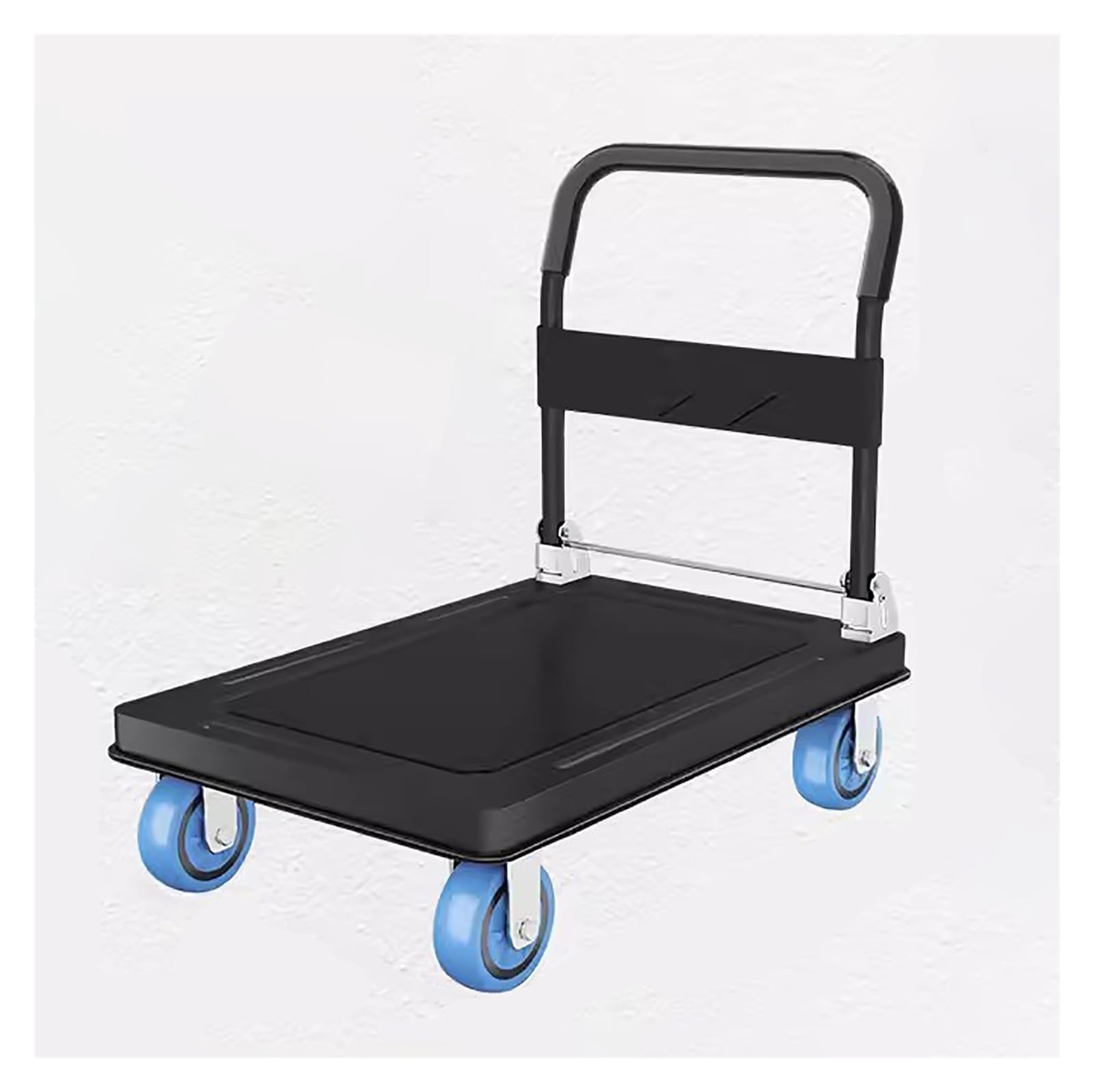 Składany wózek platformowy, wytrzymały, mobilny wózek do przechowywania z cichymi kółkami TPR (czarny, 73 x 47 x 80 cm) – idealny do łatwego transportu i załadunku.
