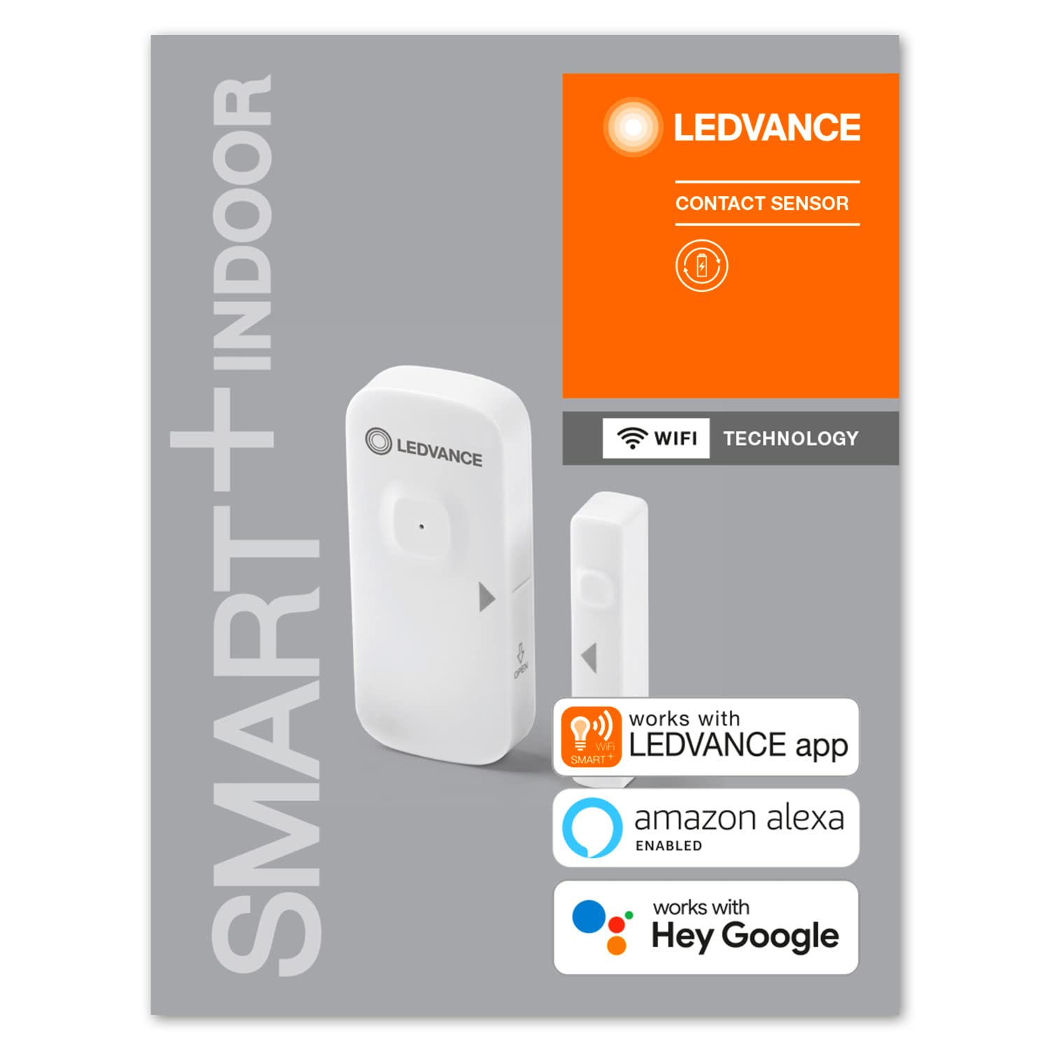 LEDVANCE SMART+ Sensor de contacto con tecnología Wifi para detectar puertas y ventanas abiertas, control a través del smartphone, compatible con Alexa y Google, paquete de 4