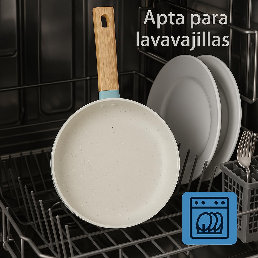Juego de Sartenes Cocina 20+24+28 Revestimiento Antiadherente para Inducción | Recubrimiento Cerámico | Mango Soft-Touch | Set de Sartenes | Libre de PFOA y PFAS