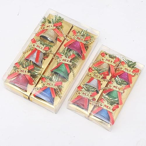 Miniatura 4 de BESTOYARD 12 colgantes de campana de árbol de Navidad, decoraciones colgantes de Navidad, suministros de fiesta de Navidad, adornos de campana de
