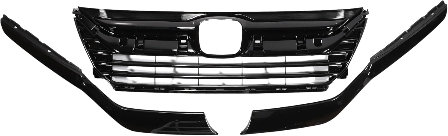 Front Hood Bumper Grille Grill Front Upper Grille Chrome Headlight Eyelid for Honda Odyssey 2018-2021 Black
