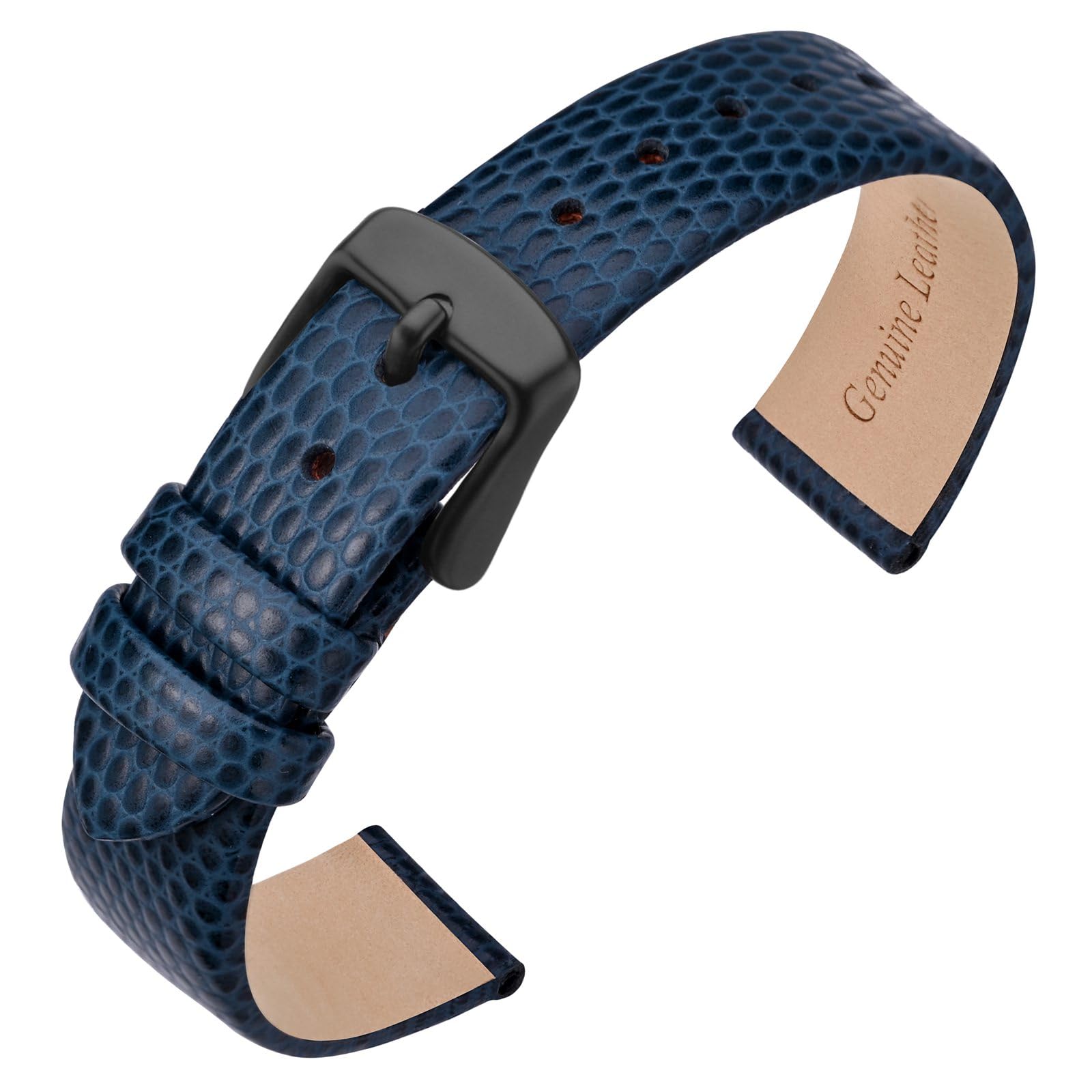 ANNEFIT Women's Leather Watch Band 10mm 12mm 13mm 14mm 15mm 16mm 18mm 20mm, Lizard Grain Slim Thin Replacement Strap